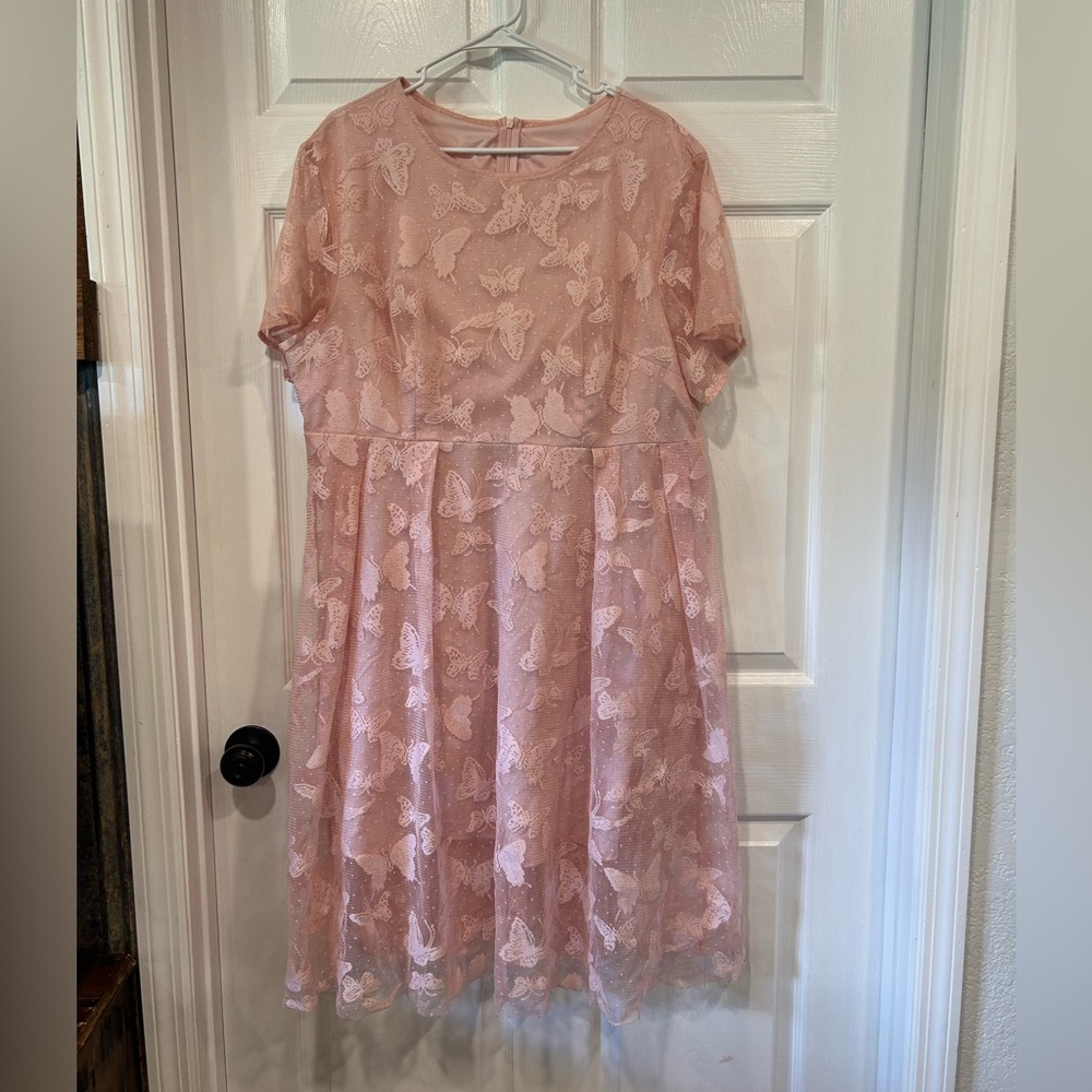 Pink Butterfly Lace Dress